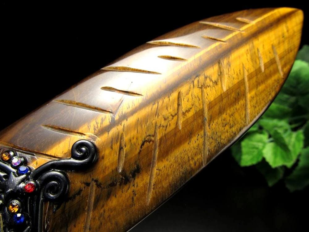 剣 アセイミー 五芒星 イエロータイガーアイ 彫り 置物