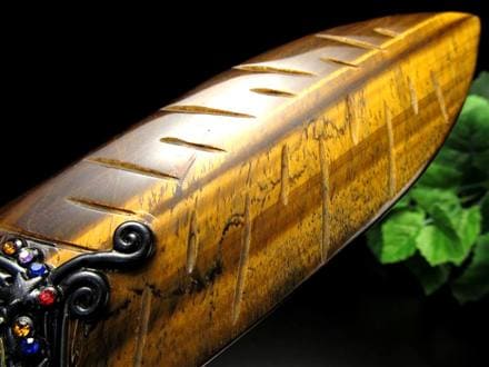 剣 アセイミー 五芒星 イエロータイガーアイ 彫り 置物