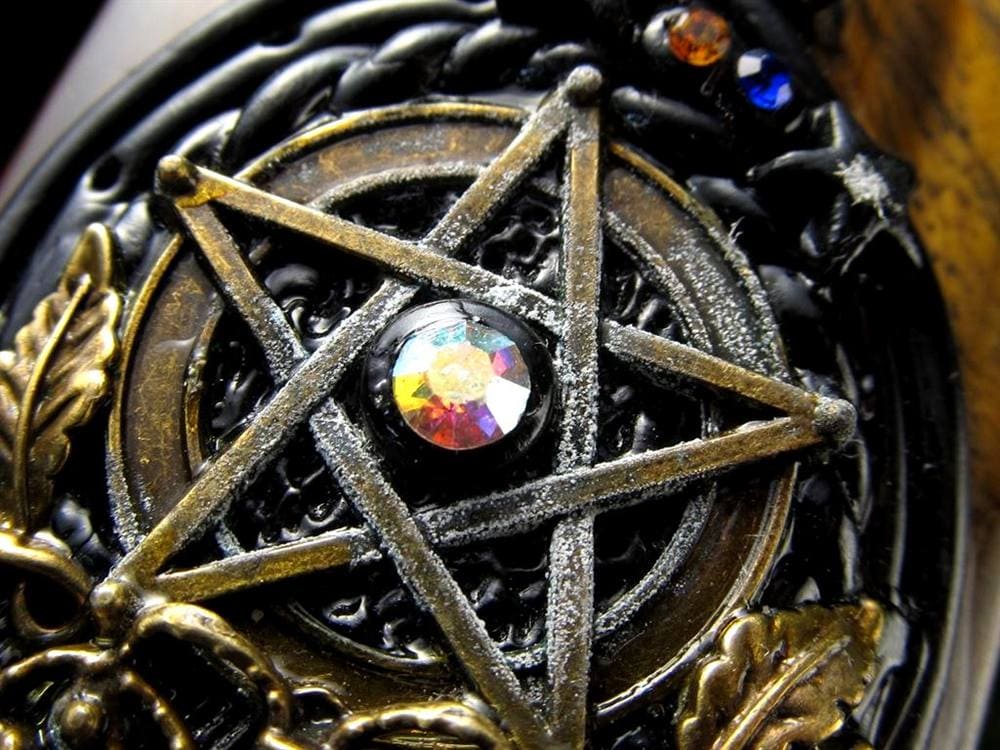 剣 アセイミー 五芒星 イエロータイガーアイ 彫り 置物