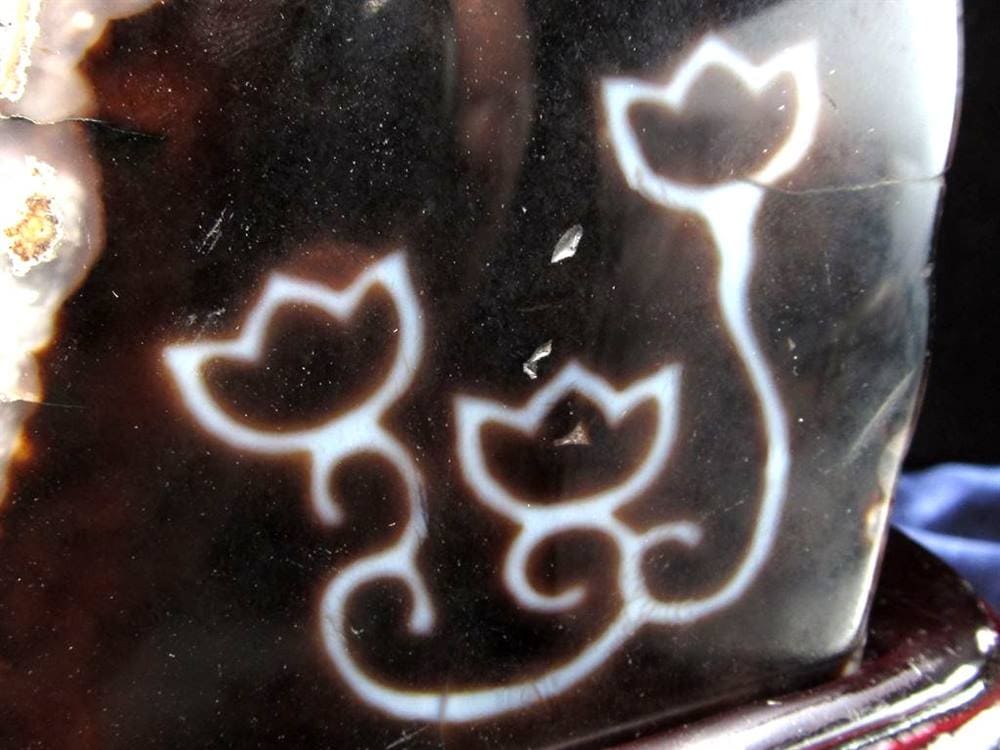 天珠 水蓮花天珠 水蓮花 瑪瑙 置物