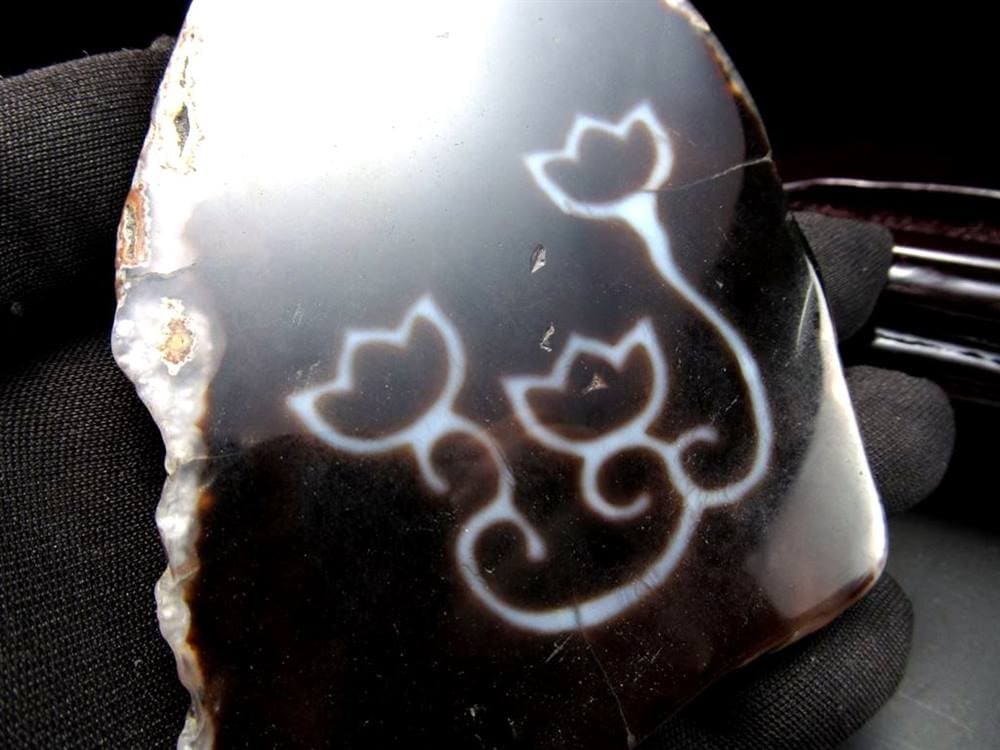 天珠 水蓮花天珠 水蓮花 瑪瑙 置物