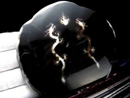 天珠 龍神天珠 双龍神 瑪瑙 置物