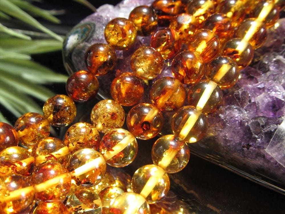 アンバー 琥珀 バルティックアンバー ビーズ連 連材
