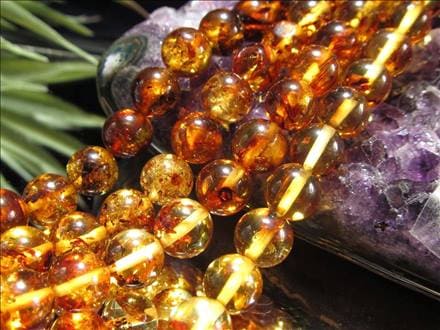 アンバー 琥珀 バルティックアンバー ビーズ連 連材