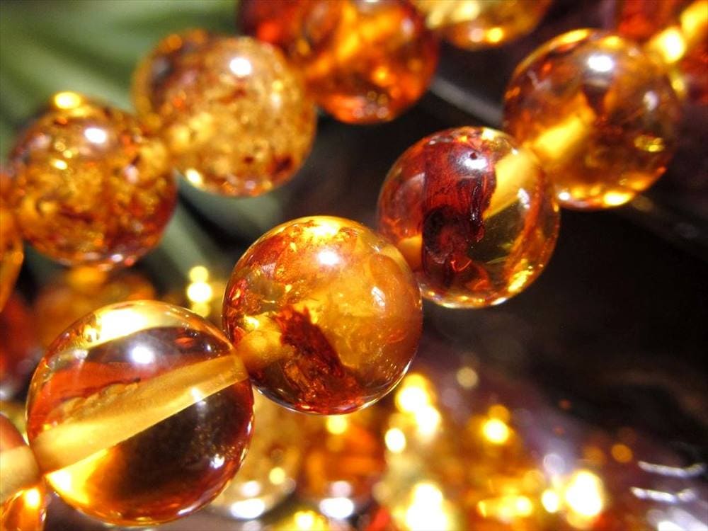 アンバー 琥珀 バルティックアンバー ビーズ連 連材