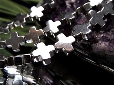 ヘマタイト 赤鉄鉱 十字架 ビーズ連 連材