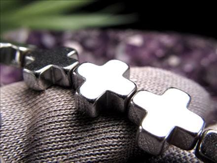 ヘマタイト 赤鉄鉱 十字架 ビーズ連 連材