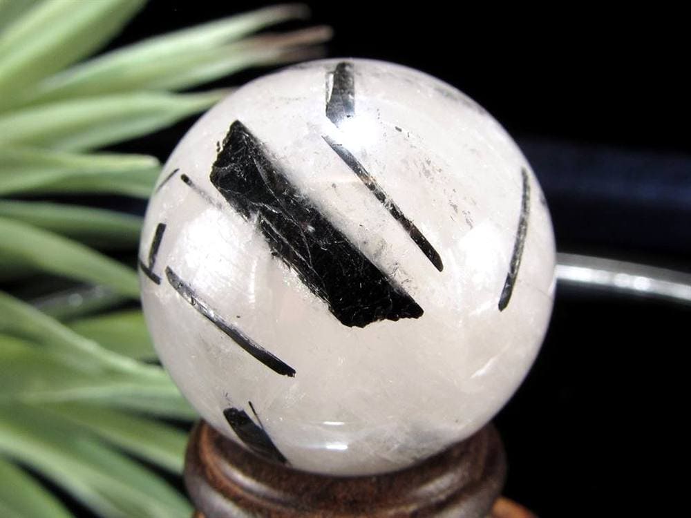 ブラックトルマリン入り水晶 ブラックトルマリン ブラックルチル 丸玉 スフィア 置物