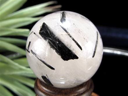 ブラックトルマリン入り水晶 ブラックトルマリン ブラックルチル 丸玉 スフィア 置物