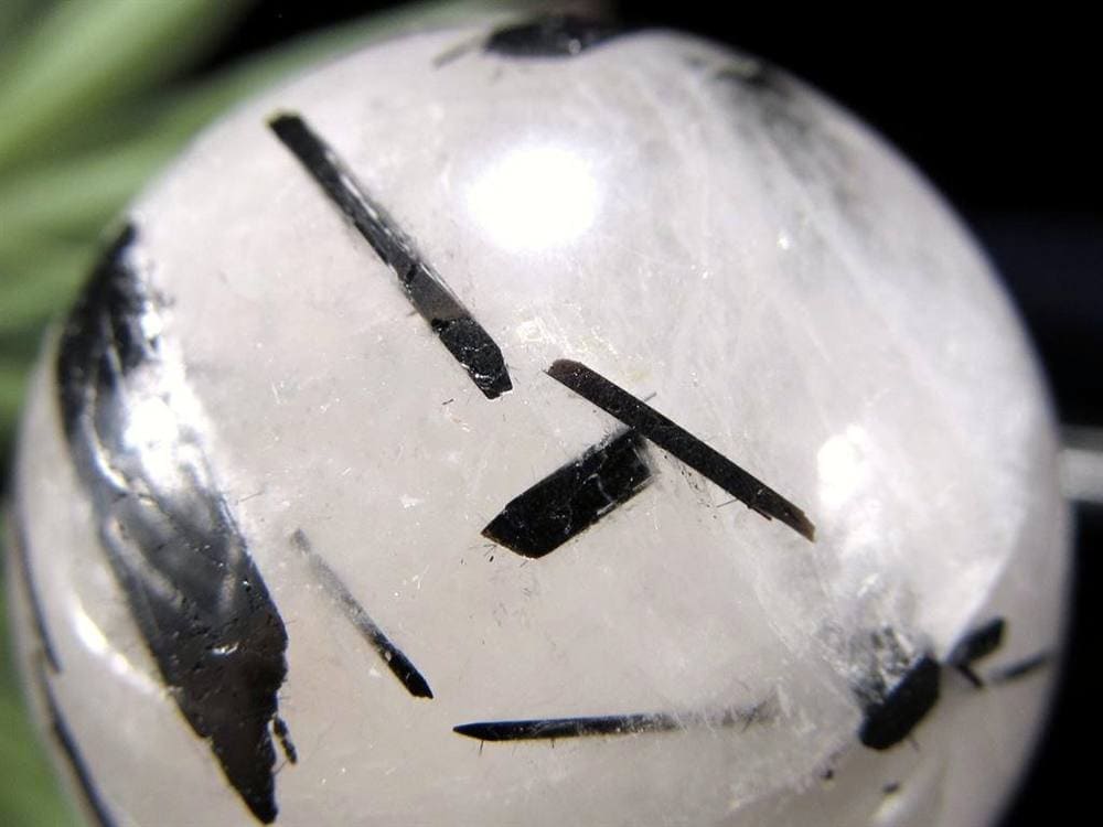 ブラックトルマリン入り水晶 ブラックトルマリン ブラックルチル 丸玉 スフィア 置物