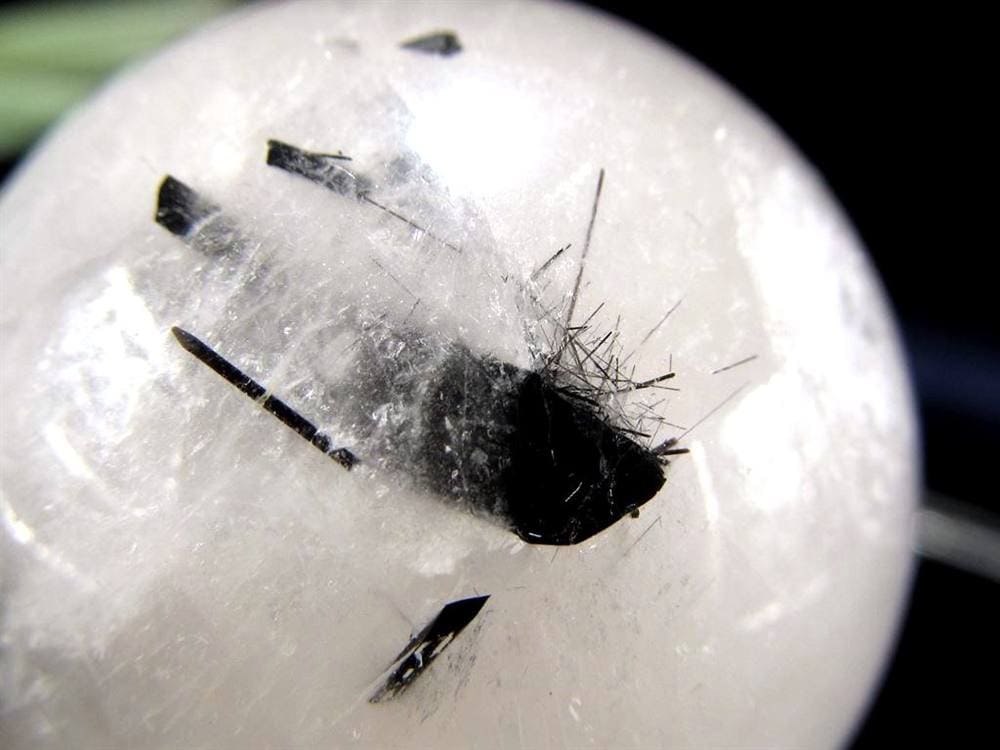 ブラックトルマリン入り水晶 ブラックトルマリン ブラックルチル 丸玉 スフィア 置物