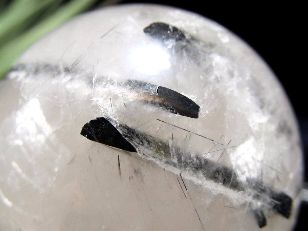 ブラックトルマリン入り水晶 ブラックトルマリン ブラックルチル 丸玉 スフィア 置物