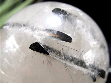 ブラックトルマリン入り水晶 ブラックトルマリン ブラックルチル 丸玉 スフィア 置物