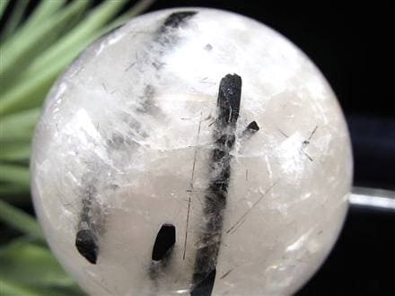 ブラックトルマリン入り水晶 ブラックトルマリン ブラックルチル 丸玉 スフィア 置物