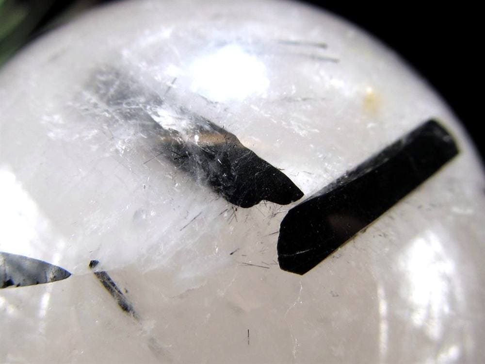 ブラックトルマリン入り水晶 ブラックトルマリン ブラックルチル 丸玉 スフィア 置物