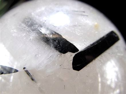 ブラックトルマリン入り水晶 ブラックトルマリン ブラックルチル 丸玉 スフィア 置物