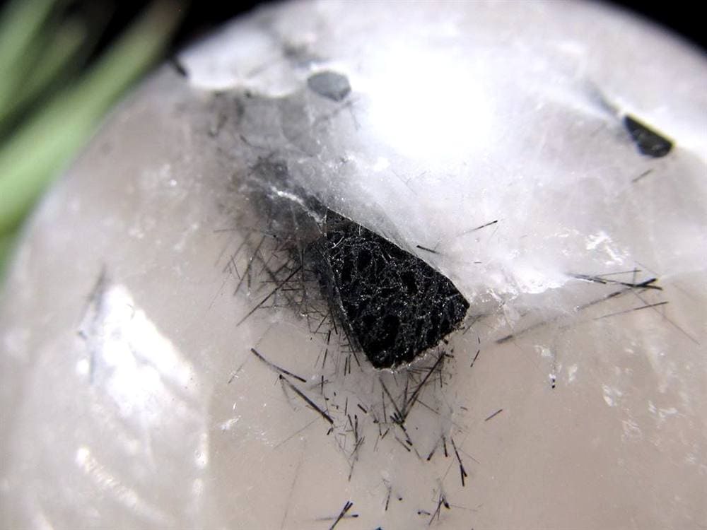 ブラックトルマリン入り水晶 ブラックトルマリン ブラックルチル 丸玉 スフィア 置物