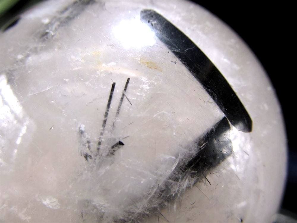 ブラックトルマリン入り水晶 ブラックトルマリン ブラックルチル 丸玉 スフィア 置物