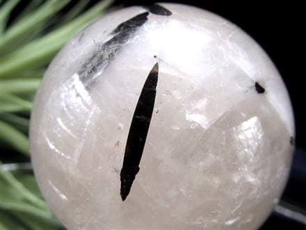 ブラックトルマリン入り水晶 ブラックトルマリン ブラックルチル 丸玉 スフィア 置物