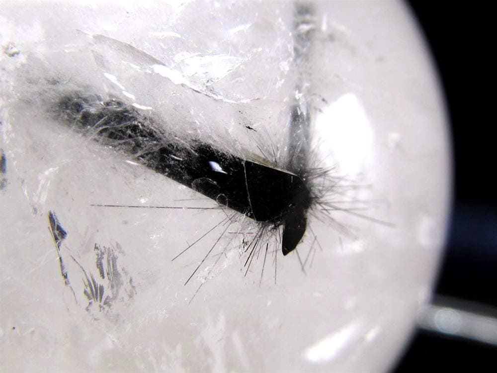 ブラックトルマリン入り水晶 ブラックトルマリン ブラックルチル 丸玉 スフィア 置物