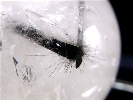 ブラックトルマリン入り水晶 ブラックトルマリン ブラックルチル 丸玉 スフィア 置物