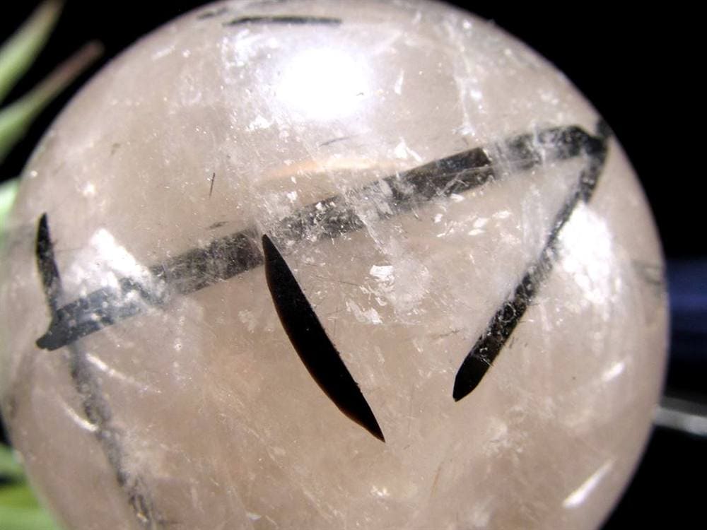 ブラックトルマリン入り水晶 ブラックトルマリン ブラックルチル 丸玉 スフィア 置物