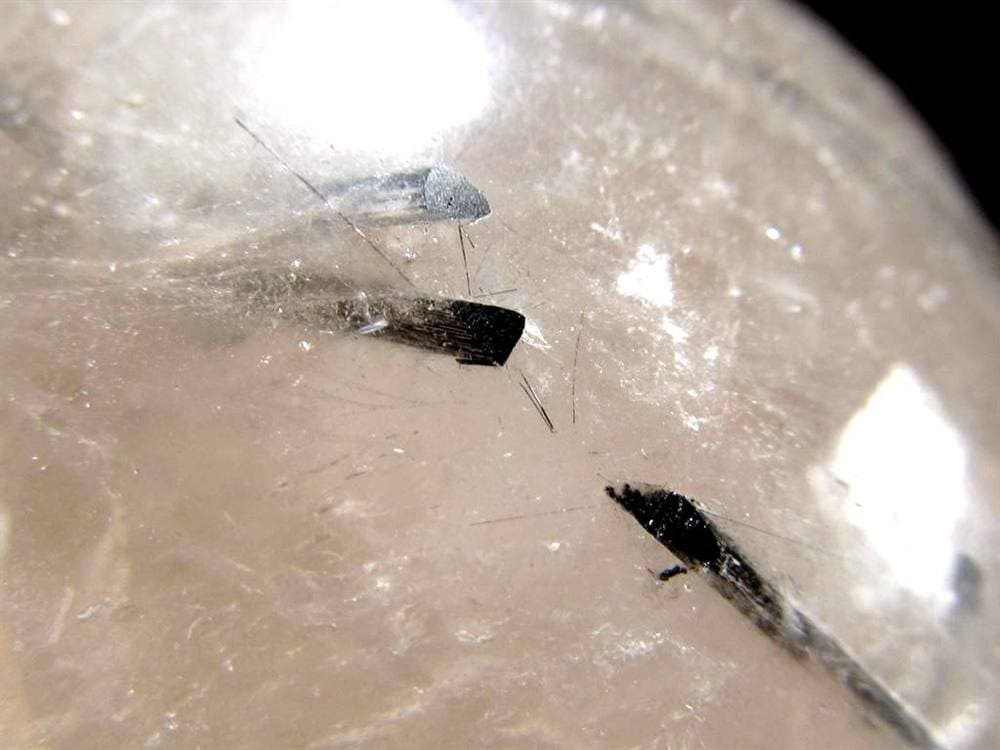 ブラックトルマリン入り水晶 ブラックトルマリン ブラックルチル 丸玉 スフィア 置物