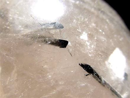 ブラックトルマリン入り水晶 ブラックトルマリン ブラックルチル 丸玉 スフィア 置物