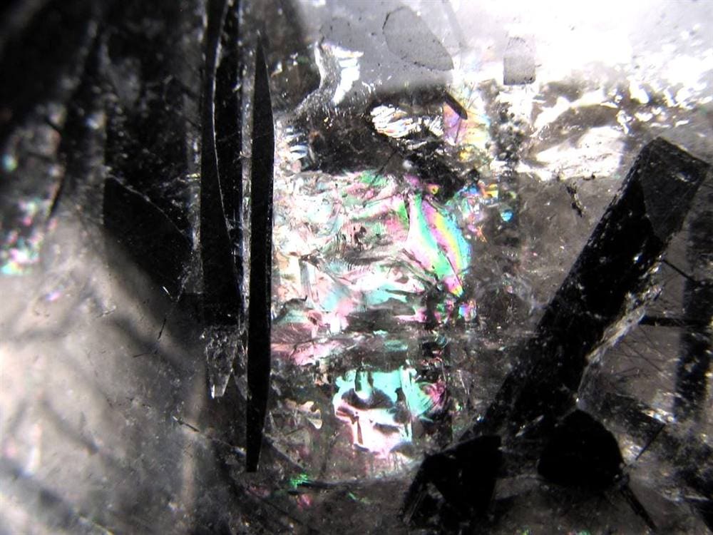 ブラックトルマリン入り水晶 ブラックトルマリン ブラックルチル 丸玉 スフィア 置物