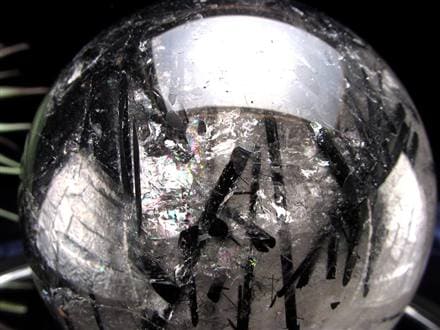 ブラックトルマリン入り水晶 ブラックトルマリン ブラックルチル 丸玉 スフィア 置物