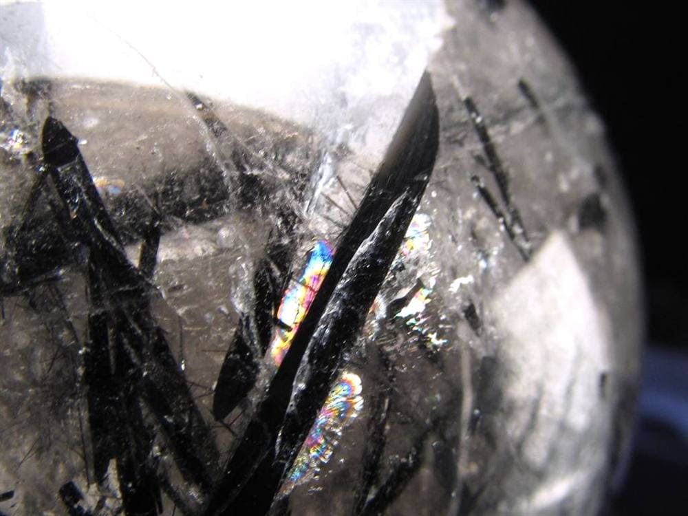 ブラックトルマリン入り水晶 ブラックトルマリン ブラックルチル 丸玉 スフィア 置物