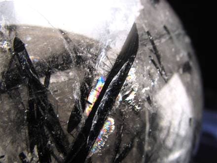 ブラックトルマリン入り水晶 ブラックトルマリン ブラックルチル 丸玉 スフィア 置物