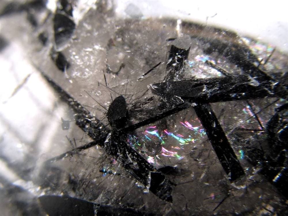 ブラックトルマリン入り水晶 ブラックトルマリン ブラックルチル 丸玉 スフィア 置物