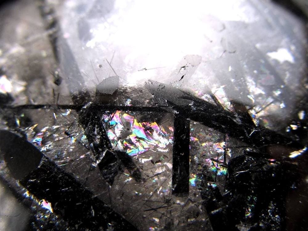 ブラックトルマリン入り水晶 ブラックトルマリン ブラックルチル 丸玉 スフィア 置物