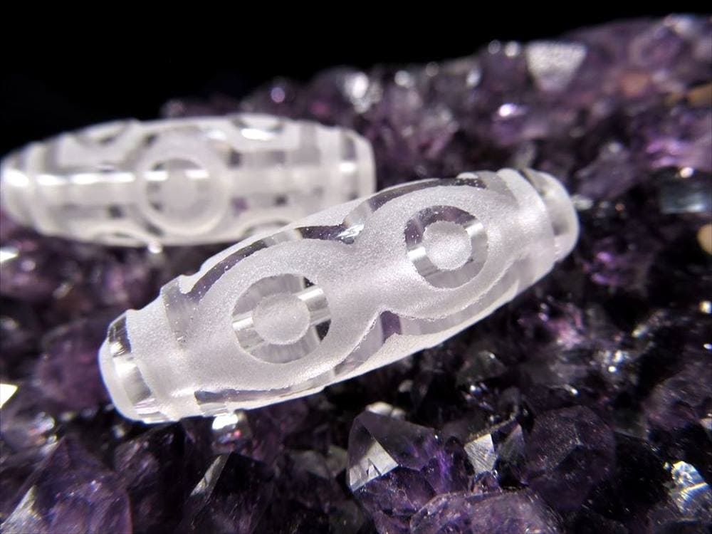 女性 護符 クリスタル天珠 水晶天珠