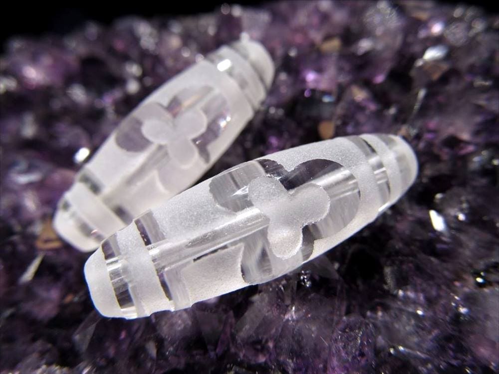 女性 護符 クリスタル天珠 水晶天珠
