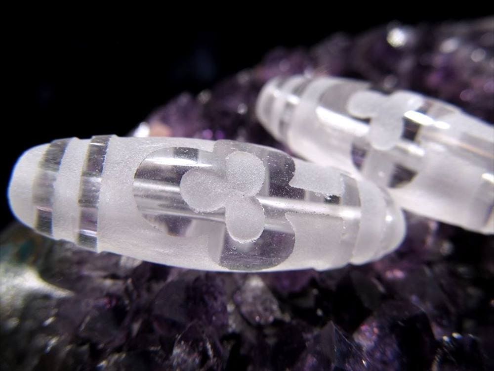 女性 護符 クリスタル天珠 水晶天珠