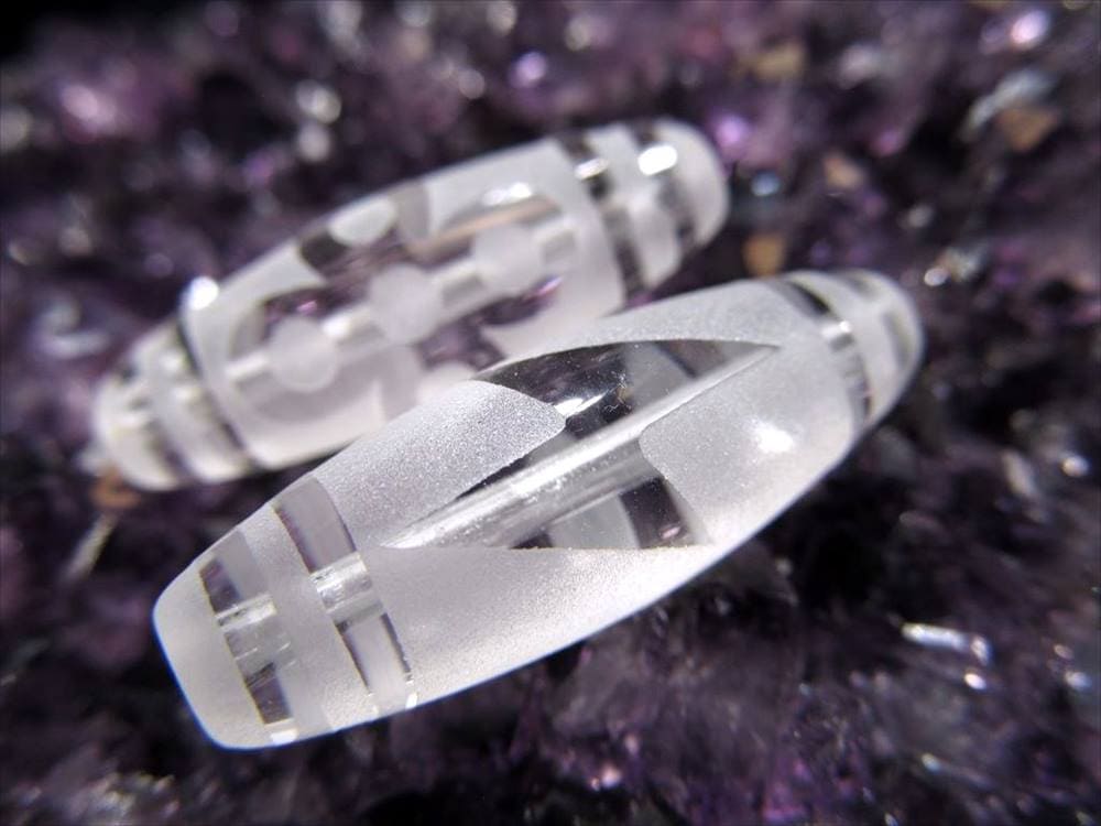 女性 護符 クリスタル天珠 水晶天珠