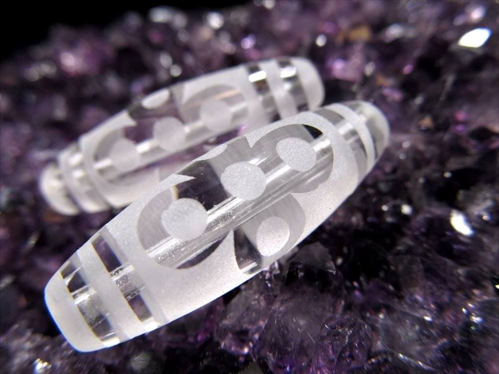 女性 護符 クリスタル天珠 水晶天珠