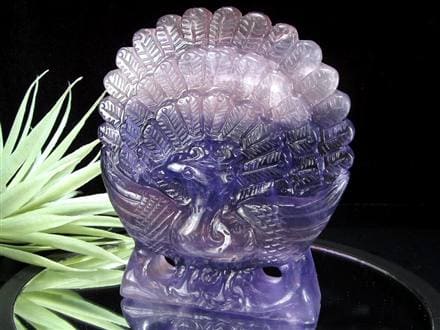 フローライト 蛍石 縁起物 置物 孔雀