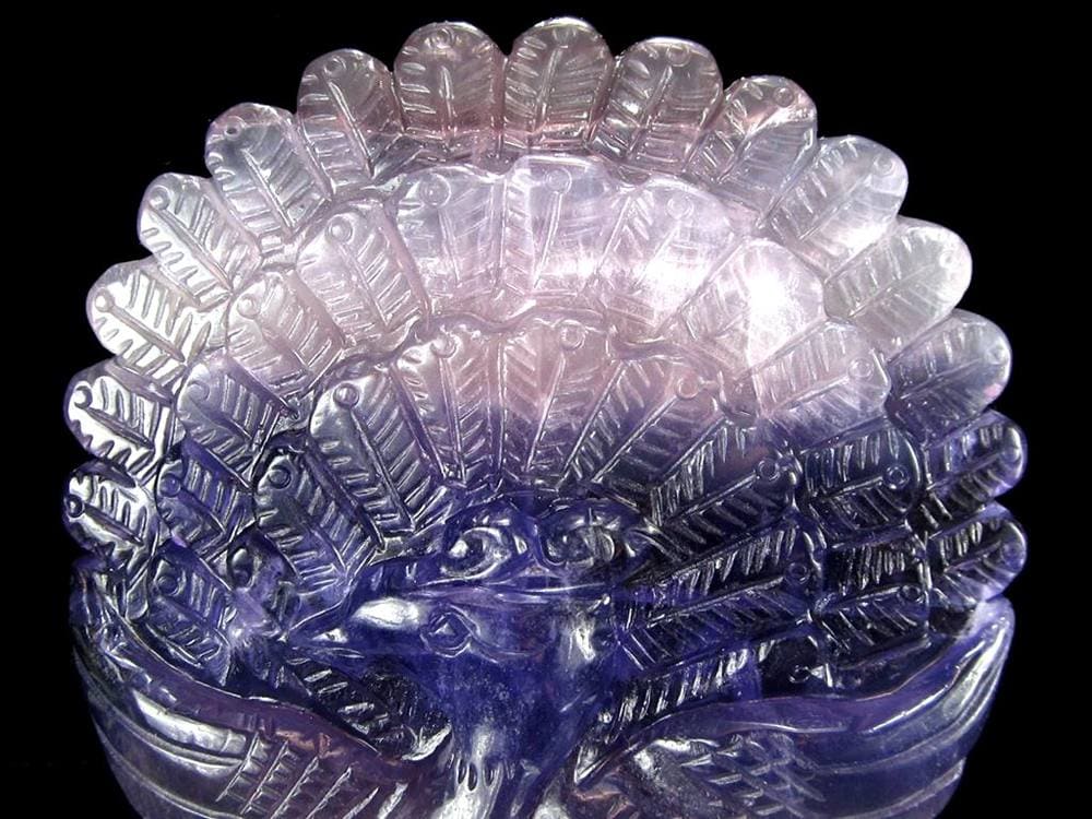 フローライト 蛍石 縁起物 置物 孔雀