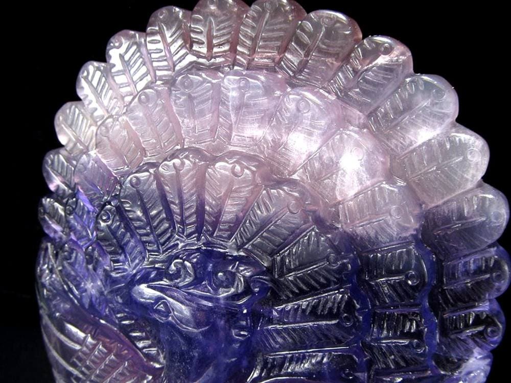 フローライト 蛍石 縁起物 置物 孔雀