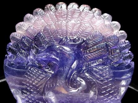 フローライト 蛍石 縁起物 置物 孔雀