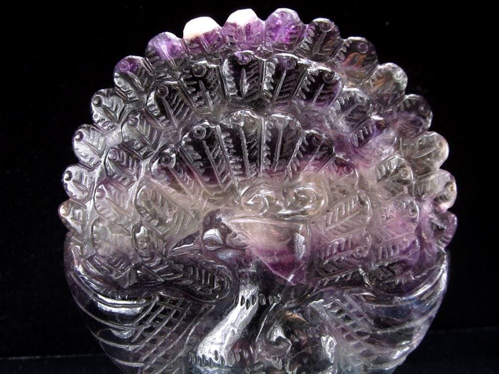 フローライト 蛍石 縁起物 置物 孔雀