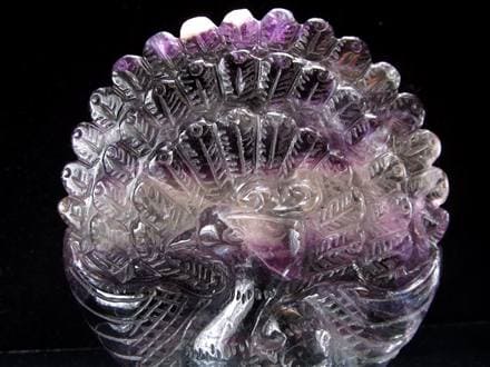 フローライト 蛍石 縁起物 置物 孔雀