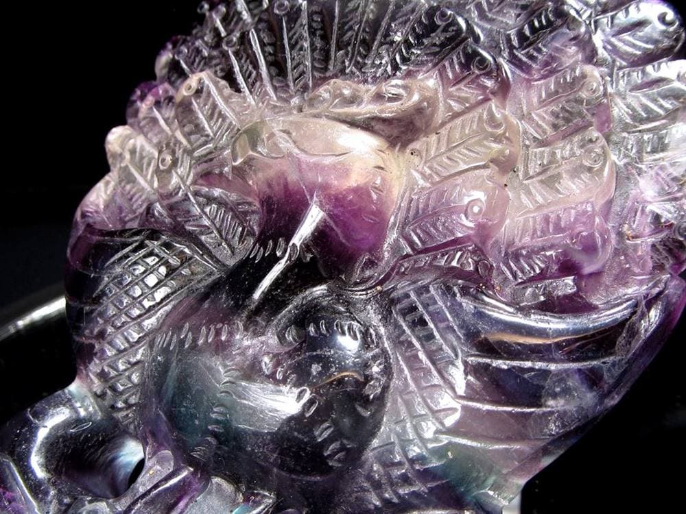 フローライト 蛍石 縁起物 置物 孔雀