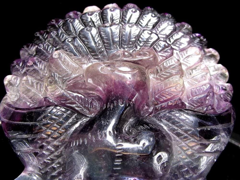 フローライト 蛍石 縁起物 置物 孔雀