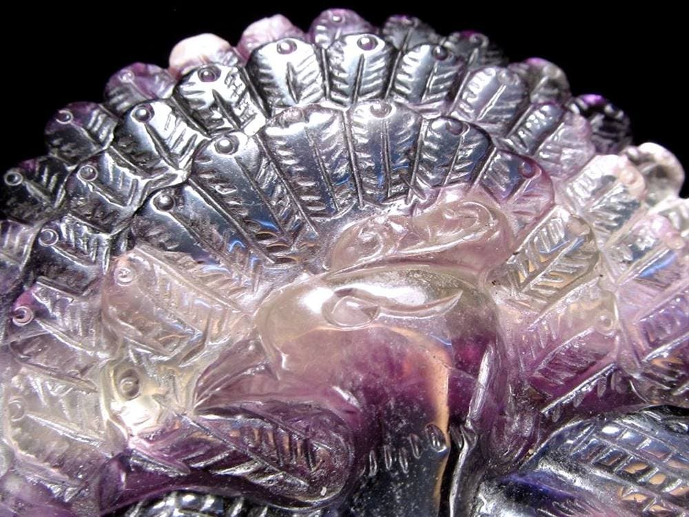 フローライト 蛍石 縁起物 置物 孔雀