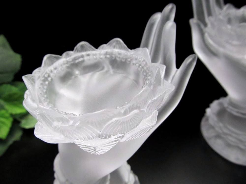 蓮華手 クリスタルガラス ロータス 置物 仏教