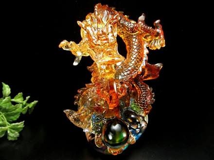 ドラゴン 龍 置物 クリスタルガラス 五本爪 昇龍